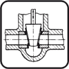 Counterbodies: parameter Pr high water. Additional conditions: Temperature up to 585 °C, pressure up to 1200 kgf/cm<sup>2</sup>. Examples: Pipe and valve, valve, valve lari
